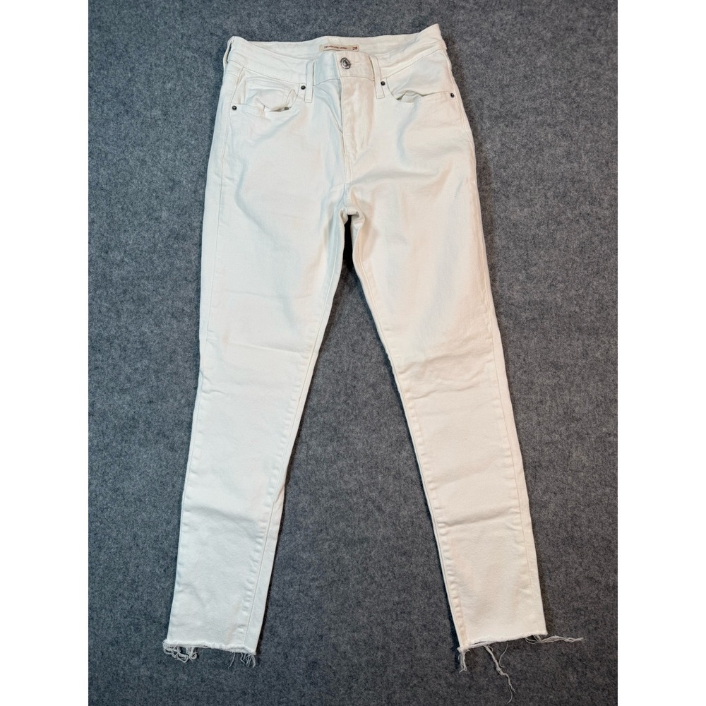 Levis 721 High Rise Skinny‎ Jeans Womens 28 White Raw Hem Denim Pants